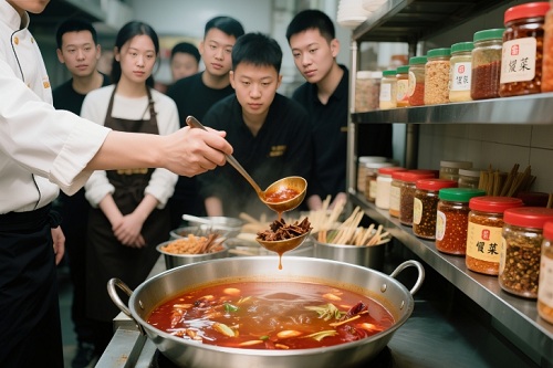 厨师教学员们做冒菜